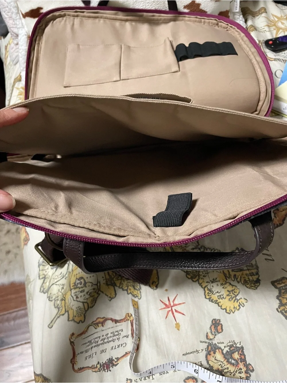Lucky Brand Navy Floral Canvas Laptop Messenger Bag